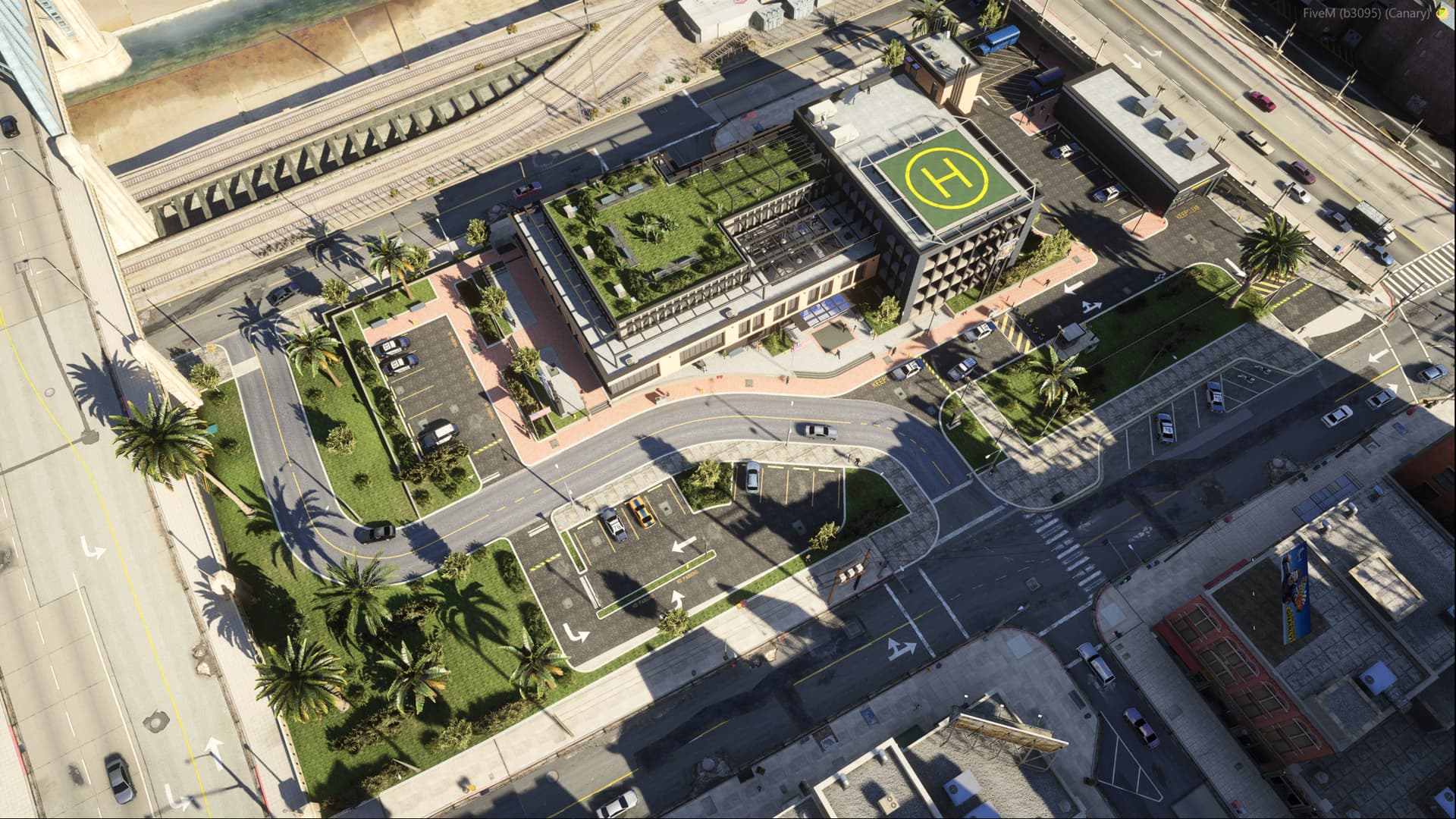 Aerial view of a police station